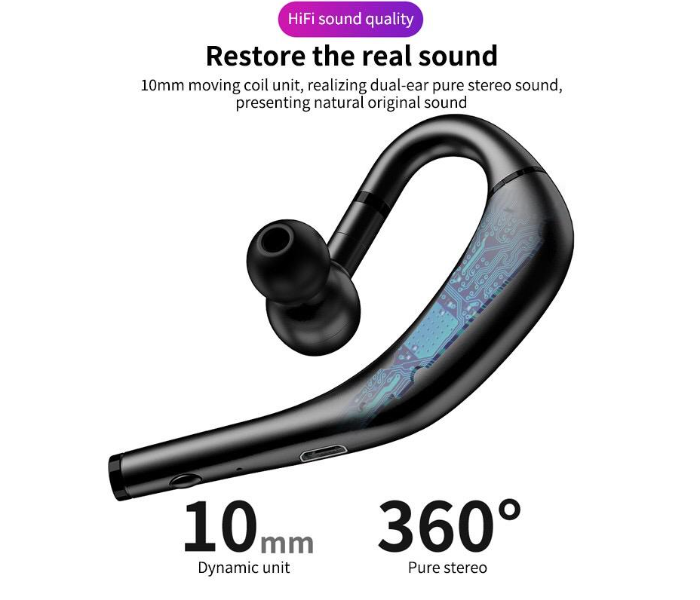 Business Single Rd09 Ear Earhook 5.0 Bluetooth Headset - Black - Zoom Image 2