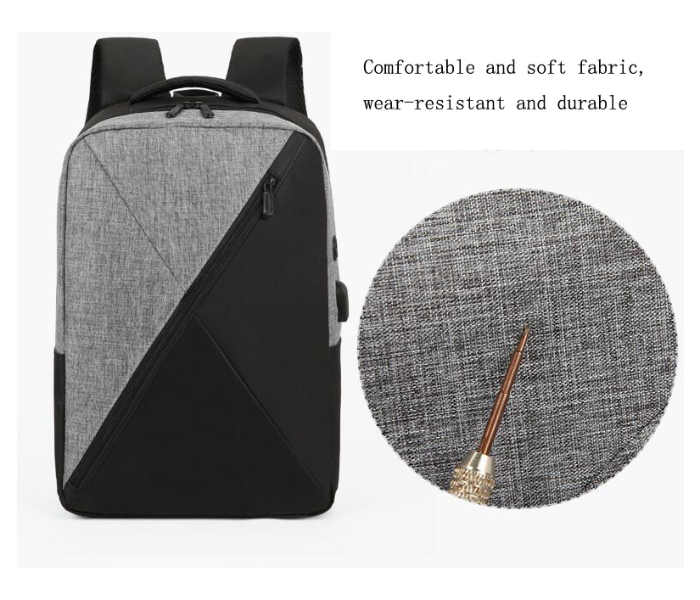 Three-Piece Splicing Couple Large Backpack with USB Charging  - Grey - Zoom Image 3