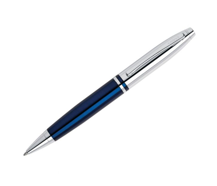 Cross Calais Chrome and Blue Lacquer Ballpoint Pen - Blue - Zoom Image 1