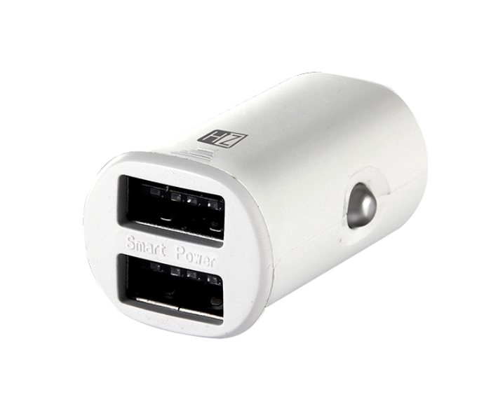 HeatZ ZCCI10 Dual Port Smart Fast Car Charger with Lightning Cable - White - Zoom Image 2