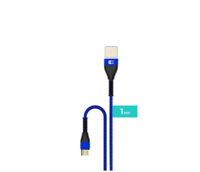 HeatZ ZCS07 1 Meter Nylon Material Micro USB Cable - Black and Blue - Zoom Image