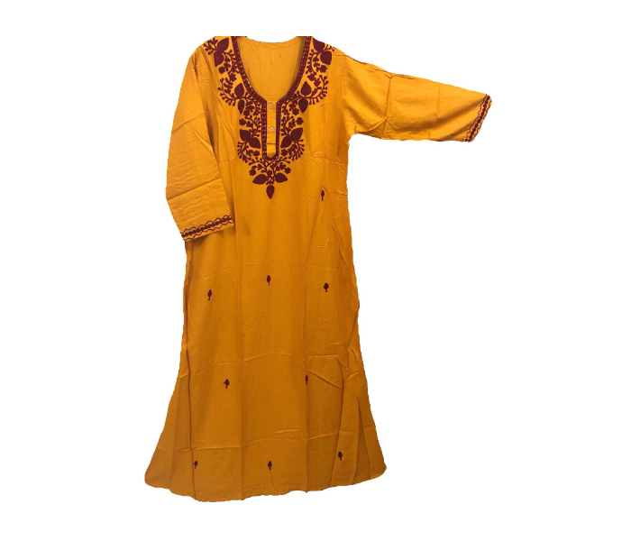 Cashmera Cotton Embroidery Large Breathable Soft Jalabiya - Yellow - Zoom Image 1