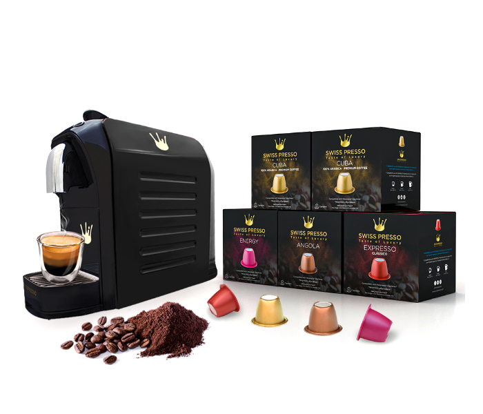 Swiss Presso 50 Capsules Nespresso and Espresso Coffee Machine  - Black  - Zoom Image 1