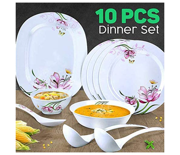 Royal Mark 10 Pieces Melamine Dinner Set - White - Zoom Image 1