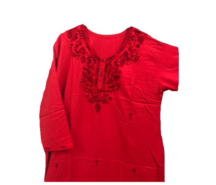 Cashmera Cotton Embroidery Extra Large Breathable Soft Jalabiya - Red - Zoom Image 2