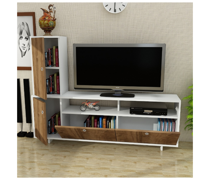 Jasper TV Table - White and Brown - Zoom Image 2