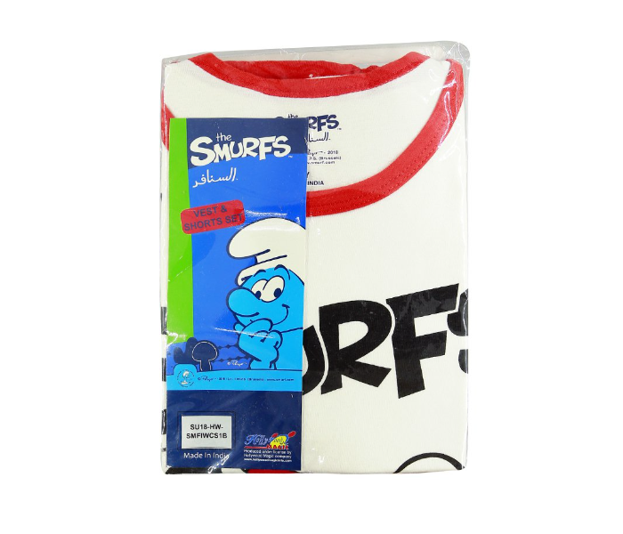 The Smurfs SMFIWCS1B 8 Years Vest and Shorts Set - White  - Zoom Image