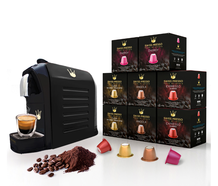 Swiss Presso 80 Capsules Nespresso and Espresso Coffee Machine  - Black  - Zoom Image 1