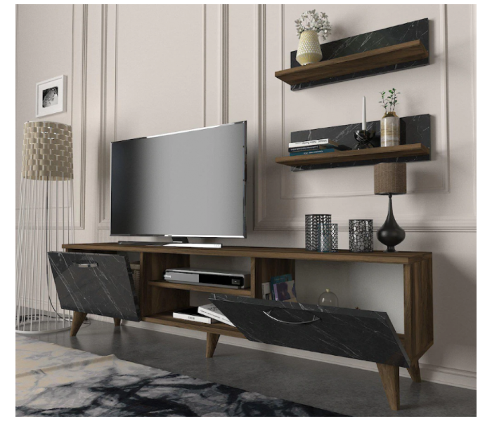 Ayden TV Bench - Black And Brown - Zoom Image 2