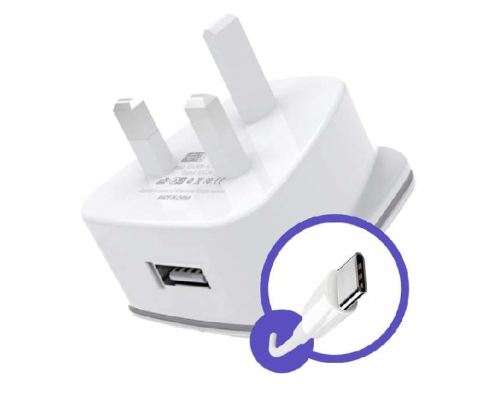 HeatZ ZAT07 Single Port Home Charger with Type-C USB Cable - White - Zoom Image