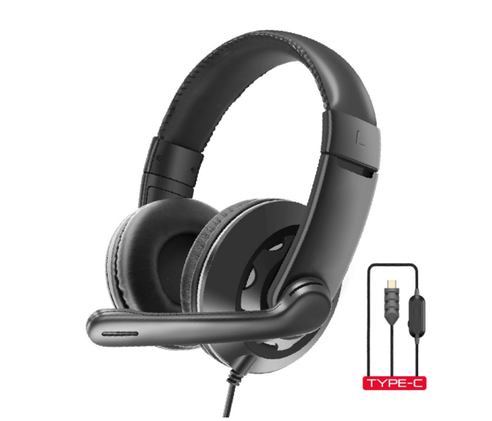 Trands HS998 Type-C Stereo Headphone - Black - Zoom Image