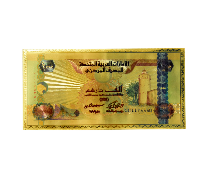 24K 25 Pieces Gold Plated Waterproof 1000 AED Money Envelope - Zoom Image 1