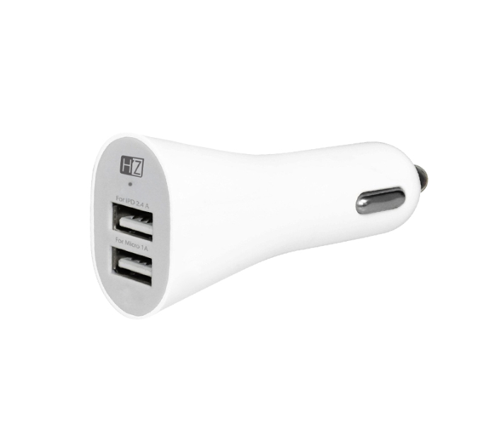 HeatZ ZCCI13 Dual Port Smart Fast Car Charger with Lightning Cable - White - Zoom Image 1