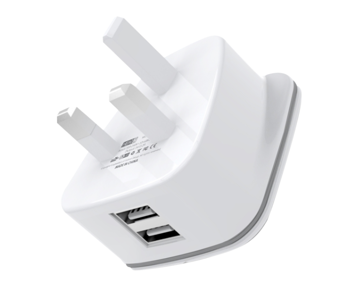 HeatZ ZAT08 Dual Port Fast Home Charger with Type-C USB Cable - White - Zoom Image 2