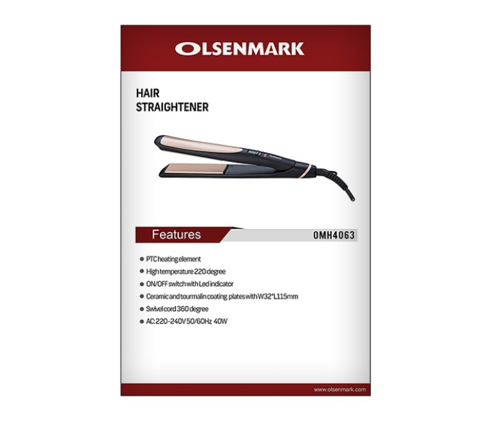 Olsenmark OMH4063 Hair Straightener - Black and Pink - Zoom Image 2