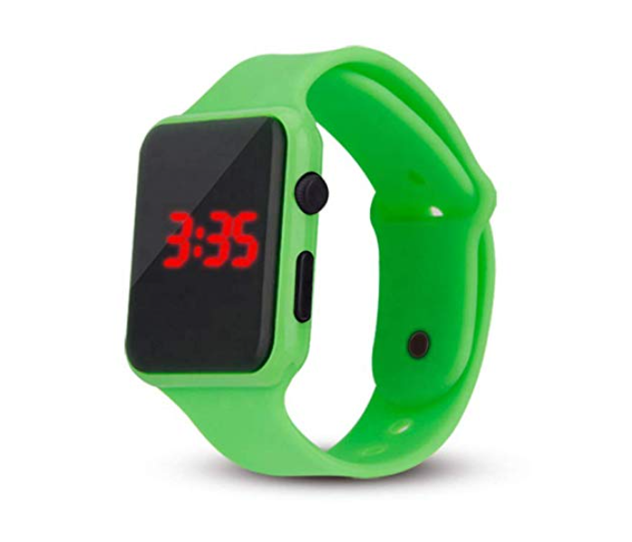 Jam Tangan LED Strap Rubber Jam Digital Unisex-Green - Zoom Image