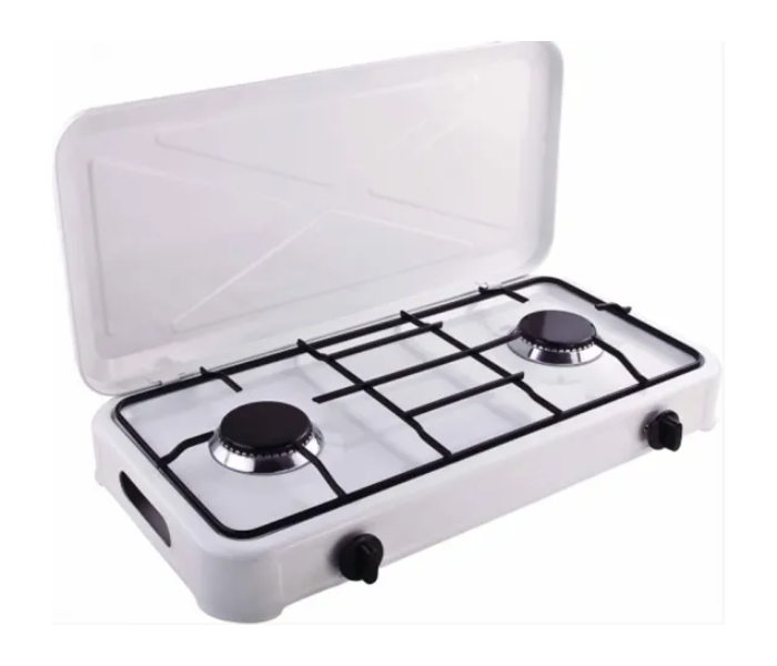 Portable 2 Burner Camping Gas Stove - White - Zoom Image