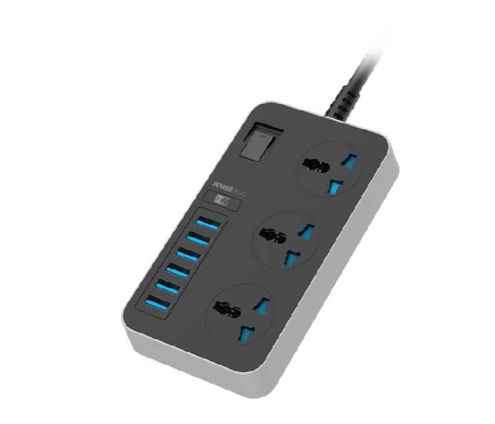 HeatZ ZC603 Smart Fast Power Plug 6 Port Charger with 6 USB Port and 3 Socket - Black  - Zoom Image