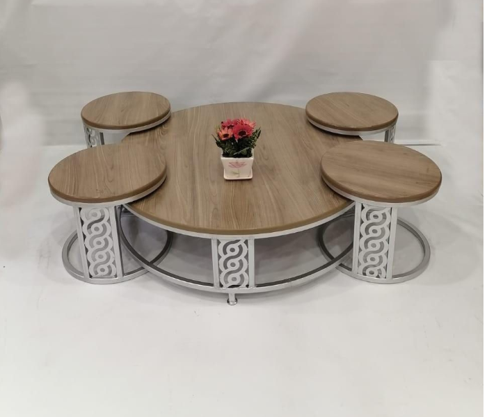 Arabic Majlis H632 5 Piece Table Set - Silver - Zoom Image