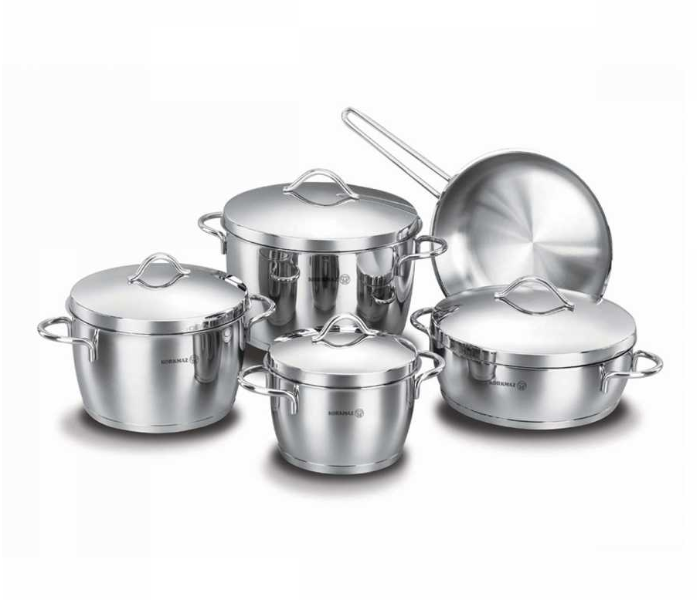 Korkmaz KO-A1059 9 Piece Stainless Steeel Luna Cookware Set - Silver - Zoom Image