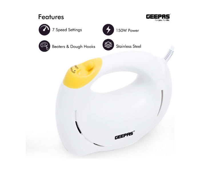 Geepas GHM43012 150 watt Turbo Hand Mixer with 7 Speed - Zoom Image 4