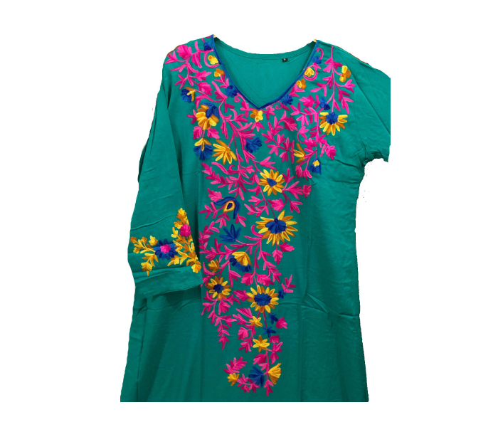 Cashmera Cotton Embroidery Double Extra Large Breathable Soft Jalabiya - Green - Zoom Image 2