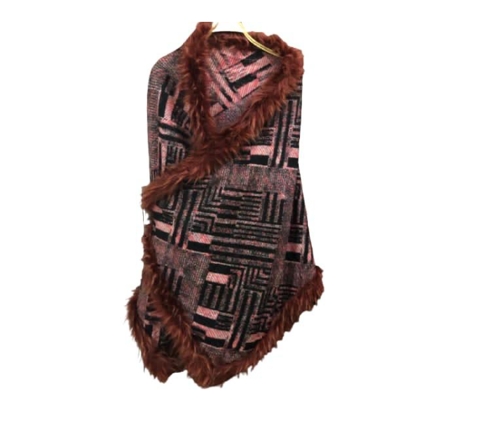 Cashmera Design 28 X 80 Embroidery Work Stole Fur Shawl - Dark Brown - Zoom Image