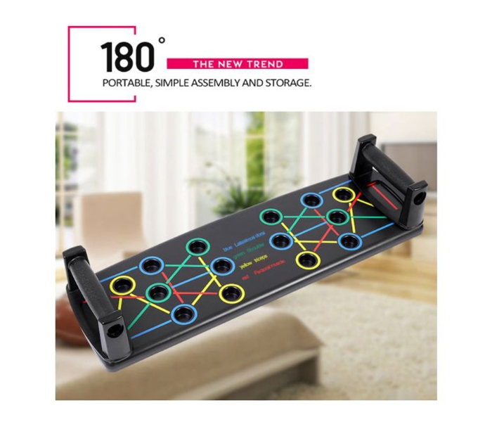 Foldable Muscle Strength Multi Functional Exercise Push Up Board For Unisex - Black  - Zoom Image 2