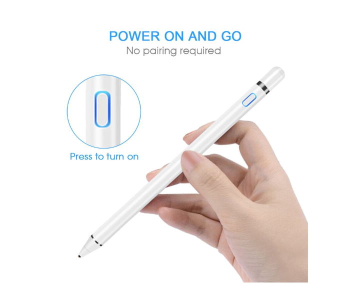 Multipurpose Touch Screen Stylus Pen Smart Pencil Digital Compatible iPad and Most Tablet - White - Zoom Image 1