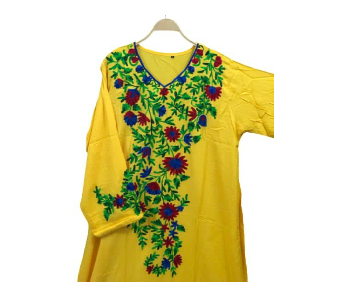 Cashmera Cotton Embroidery Large Soft  Jalabiya - Yellow - Zoom Image