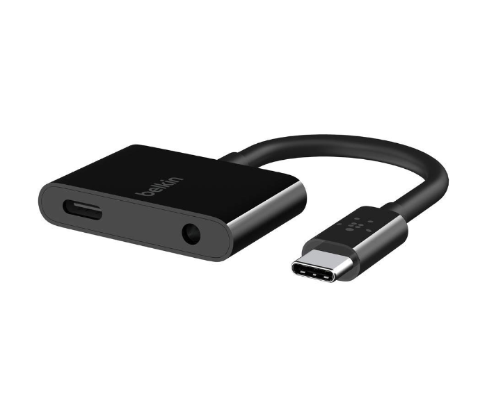 Belkin F7U080BTBLK Rockstar 3.5mm Audio Plus USB-C Charge Adapter - Black - Zoom Image 1