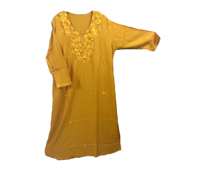 Cashmera Cotton Embroidery Double Extra Large Breathable Soft Jalabiya - Yellow - Zoom Image 1