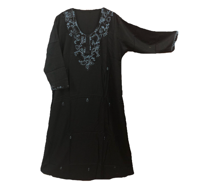 Cashmera Cotton Embroidery Small Breathable Soft Jalabiya - Black - Zoom Image 1