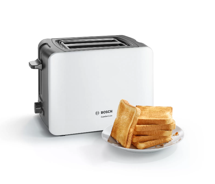 Bosch TAT6A111GB Compact Toaster - White and Dark Grey - Zoom Image 3