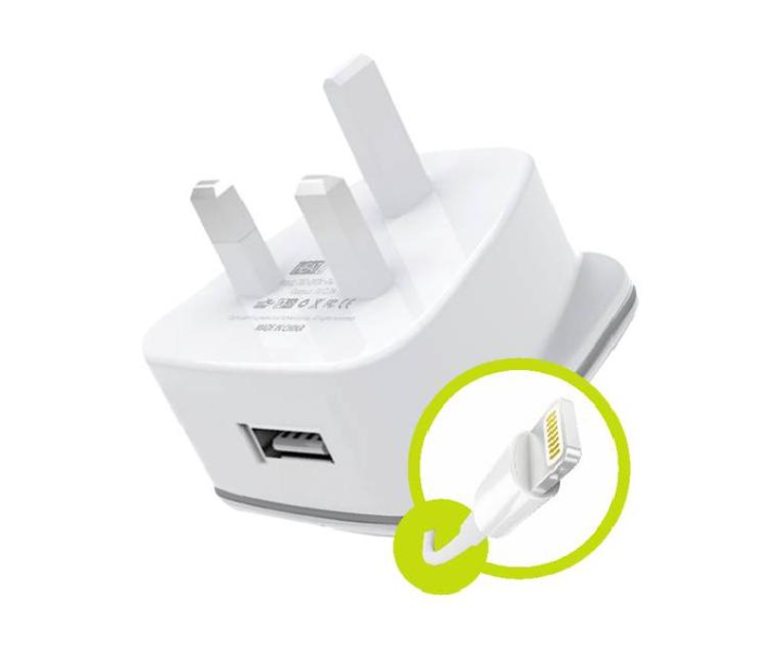 HeatZ ZAI07 Single Port Home Charger with Lightning Cable - White - Zoom Image 1