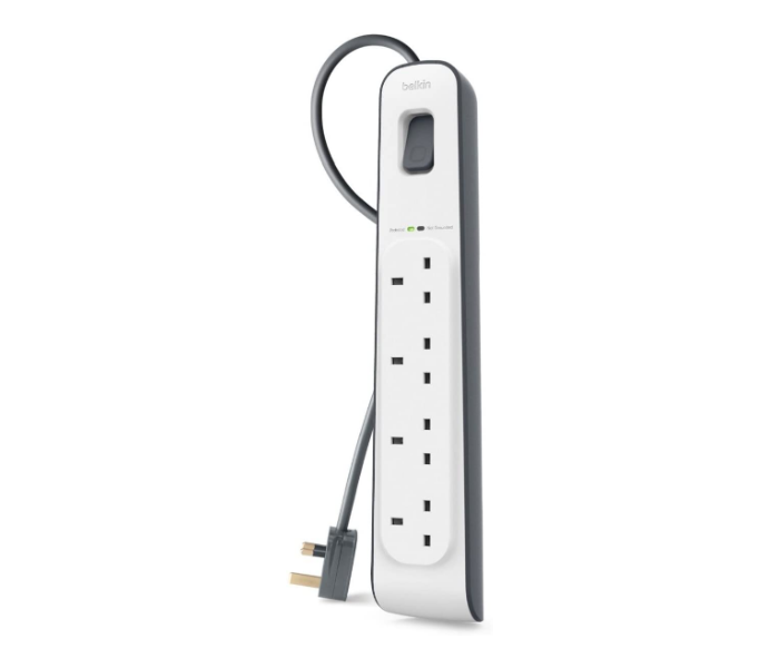 Belkin BSV400AF2M 4-Way Surge Protection Strip with 2 Meters Cord Length - White - Zoom Image 1