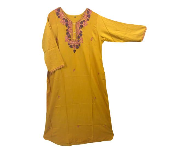 Cashmera Cotton Embroidery Extra Large Breathable Soft Jalabiya - Yellow - Zoom Image 1