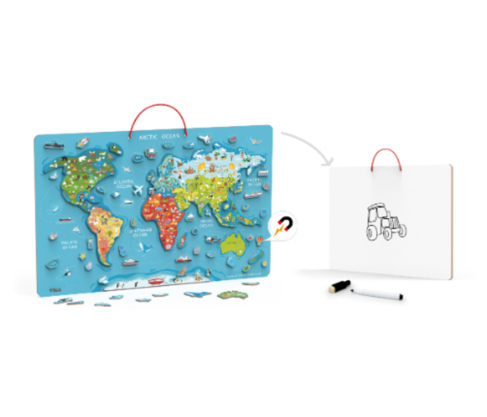 Brytostore BHT44508 Magnetic World Puzzle and Dry Erase Board - Zoom Image