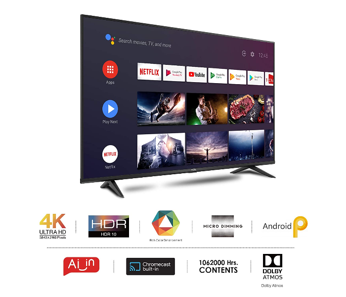 TCL 43P615 43 Inches 2020 Model 4K Ultra HD Certified Android Smart LED TV - Black - Zoom Image 2