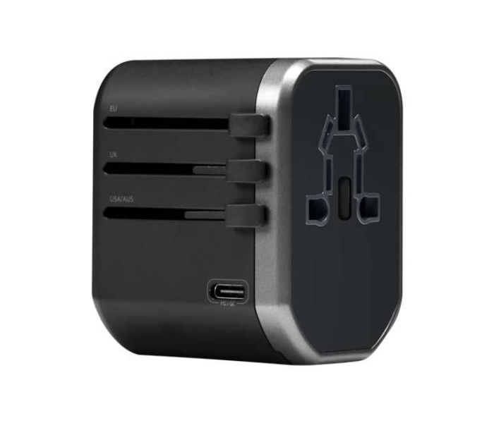 HeatZ ZA55 Universal Fast Travel Adapter With Type C And Dual Port USB - Black - Zoom Image 1