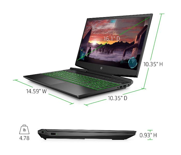 HP Pavilion 16 Series 16-A0020NR 16.1 inch Full HD Intel Core i5-10300H 8GB DDR4 RAM 512GB PCIe NVMe SSD NVIDIA GeForce GTX 1650 Ti Windows 10 Home Gaming Laptop - Black - Zoom Image 4