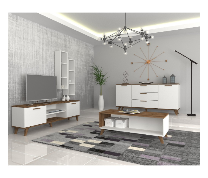 Trend Model Coffee Table Tv Table And Hallway Set - White And Brown - Zoom Image 6