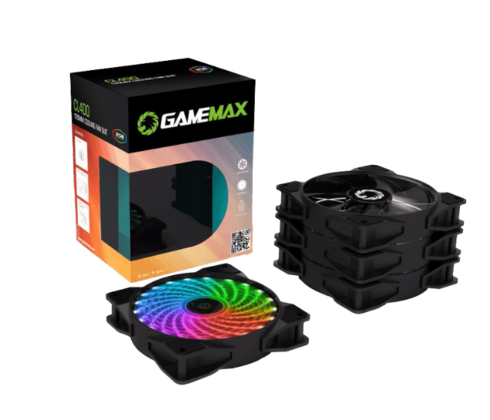 Gamemax CL-400 4 Piece 120mm RGB Case Fan - Black - Zoom Image 1