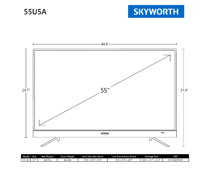 Skyworth 55UC5500 55 inch 4K UHD Android Smart TV - Black - Zoom Image 4