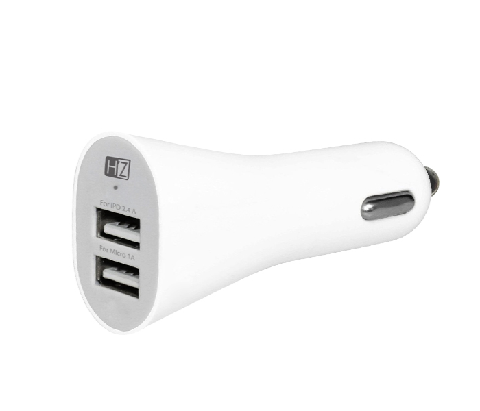 HeatZ ZCCS13 Dual Port Smart Fast Car Charger with Micro USB Cable - White - Zoom Image 2