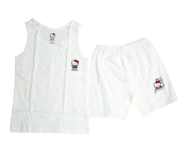 Hello Kitty HKWIS1 Vest and Shorts Set for 10 Year kids - White  - Zoom Image 2