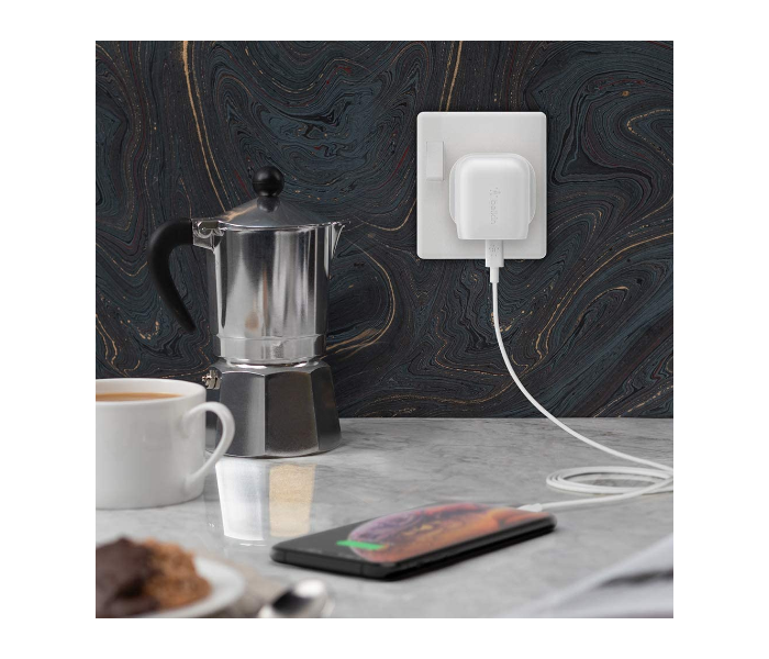 Belkin F7U096MY04-WHT 18W Boost Charge USB-C Wall Charger with 4 ft USB-C to Lightning Cable - White - Zoom Image 5