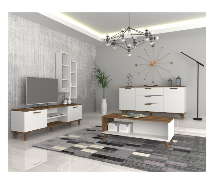 Trend Model Tv Table Coffee Table And Hallway Set - White And Brown - Zoom Image 7