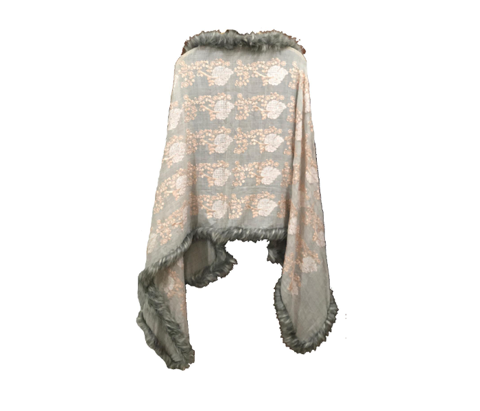 Cashmera Design 28 X 80 Embroidery Work Stole Fur Shawl - Grey - Zoom Image 2