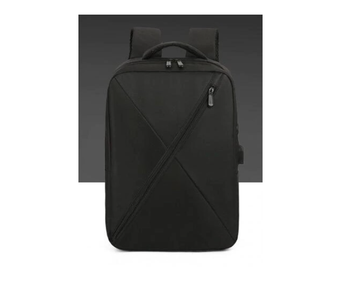 Three-Piece Splicing Couple Large Backpack with USB Charging  - Black - Zoom Image 2